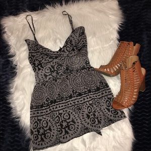 Flowy Ruffled Gold Foil Bohemian Top